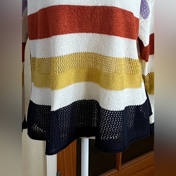 FATE White Striped Loose Knit Lightweight Long Sleeve Sweater Size Large - Picture 7 of 9